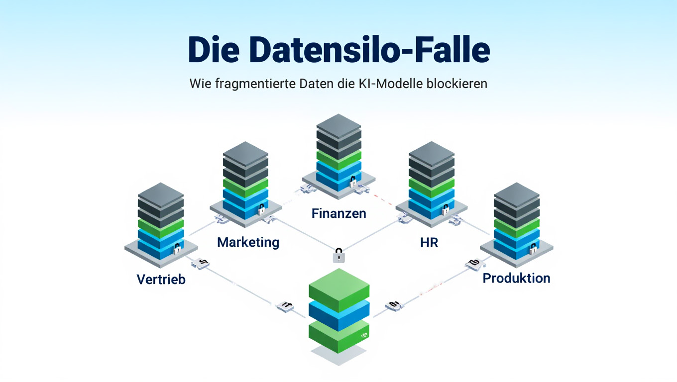 Die Datensilo-Falle: Wie Sie fragmentierte Daten überwinden und Ihre KI-Modelle in die Praxis bringen.