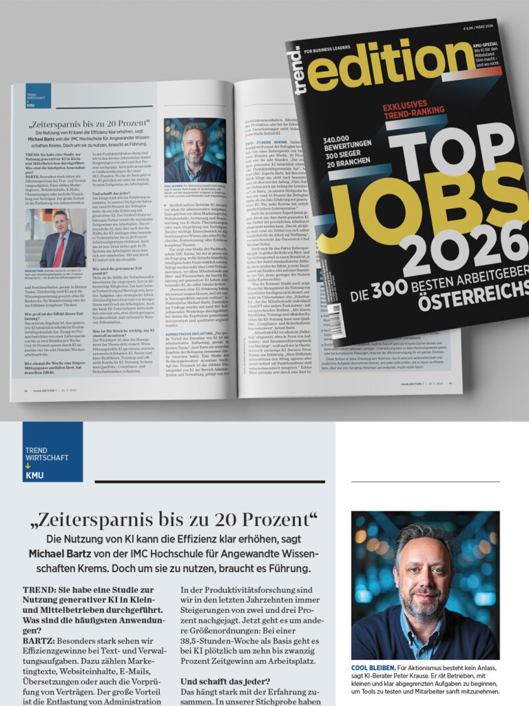 Peter Krause im trend Magazin zum Thema KI im Mittelstand